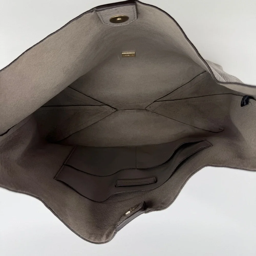 Michael Kors Junie Pebbled Leather Hobo Shoulder Bag Pearl Grey 30T8TX5H2L
